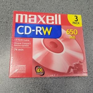 3 Maxell CD-RW 650 MB 74min ReWritable Compact Discs CDs